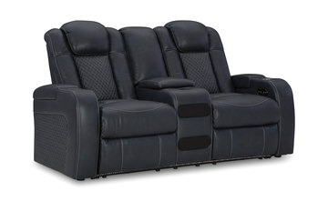 Astro Power Reclining Loveseat with Console - Sapphire