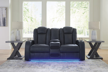 Astro Power Reclining Loveseat with Console - Sapphire