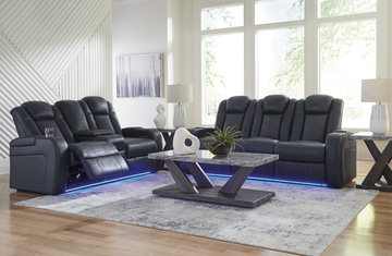 Astro Power Reclining Sofa And Loveseat Set - Sapphire