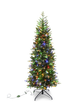Canaan Fir 6.5′ Artificial Slim Christmas Tree With 300 Multi Function LED Lights