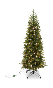 Canaan Fir 6.5′ Artificial Slim Christmas Tree With 300 Multi Function LED Lights