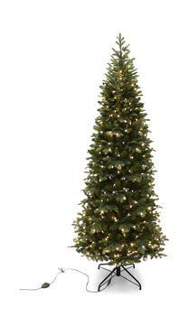 Canaan Fir 7.5′ Artificial Slim Christmas Tree With 400 Multi Function LED Lights