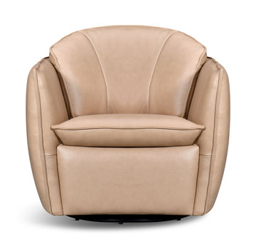 Sydney Leather Swivel Chair - Stone