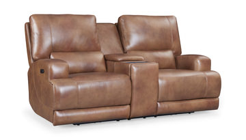 Robert Leather Power Loveseat With Console