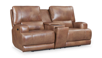 Robert Leather Power Loveseat With Console