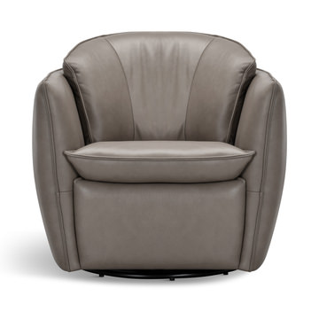 Sydney Leather Swivel Chair - Mushroom