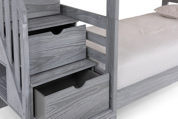 Skyler Twin/Twin Bunk Bed With Stairs - Grey
