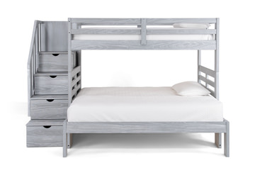 Skyler Twin/Full Bunk Bed With Stairs - Grey