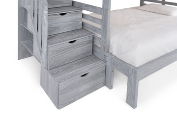 Skyler Twin/Full Bunk Bed With Stairs - Grey
