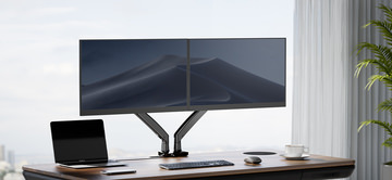 Ergo Office Motion Power Desk With Dual Arm Monitor Mount