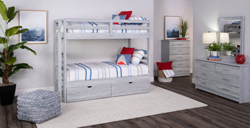 Skyler Twin/Twin Bunk Bed With Ladder - Grey