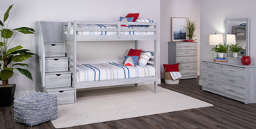 Skyler Twin/Twin Bunk Bed With Stairs - Grey