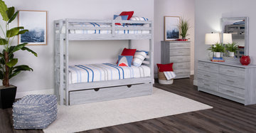 Skyler Twin/Twin Bunk Bed With Ladder - Grey