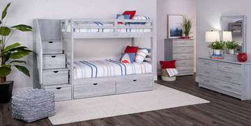 Skyler Twin/Twin Bunk Bed With Stairs - Grey