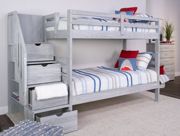 Skyler Twin/Twin Bunk Bed With Stairs - Grey