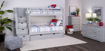 Skyler Twin/Twin Bunk Bed With Stairs - Grey