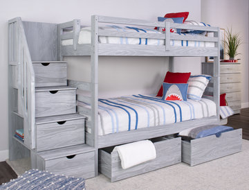 Skyler Twin/Twin Bunk Bed With Stairs - Grey