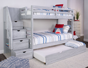 Skyler Twin/Twin Bunk Bed With Stairs - Grey