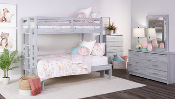 Skyler Twin/Full Bunk Bed With Ladder - Grey