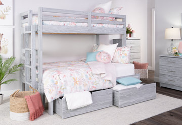 Skyler Twin/Full Bunk Bed With Ladder - Grey