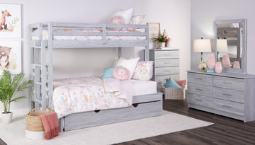 Skyler Twin/Full Bunk Bed With Ladder - Grey