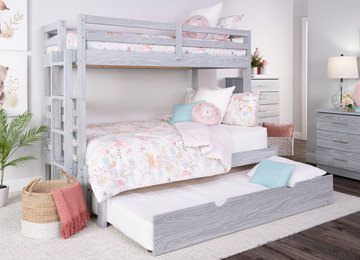 Skyler Twin/Full Bunk Bed With Ladder - Grey