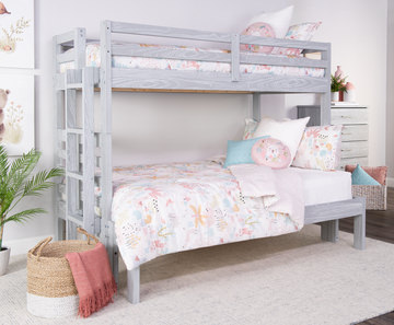 Skyler Twin/Full Bunk Bed With Ladder - Grey