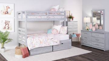 Skyler Twin/Full Bunk Bed - Grey