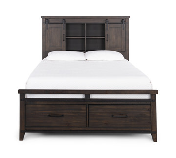Urban Barn Queen Bookcase Storage Bed - Charcoal