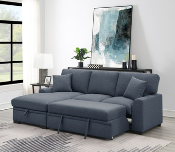 Pepin Grey Sleeper Sectional with Right Facing Chaise