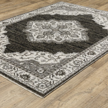 Chamberlain Charcoal/Ivory Area Rug - 9′10″ X 12′10″