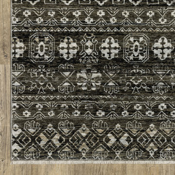 Chamberlain Grey/Black Area Rug - 6′7″ X 9′6″