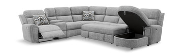 Maya 6 Piece Power Reclining Sectional with Right Chaise - Platinum