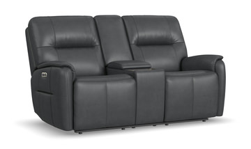 Wilson Leather Power Reclining Loveseat With Console