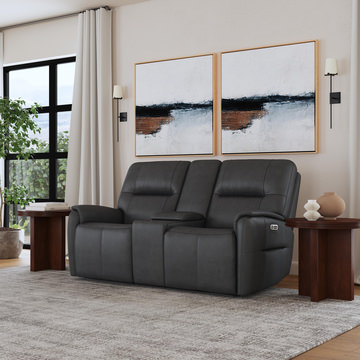 Wilson Leather Power Reclining Loveseat With Console