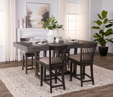 Kateri Denali Table And 4 Kateri Swivel Counter Stools