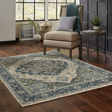 Aberdeen Medallion Blue Area Rug - 9′10″ x 12′10″ 