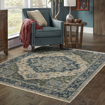 Aberdeen Medallion Blue Area Rug - 9′10″ x 12′10″ 