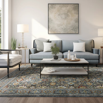 Aberdeen Blue/Multi Area Rug - 5′3″ x 7′6″