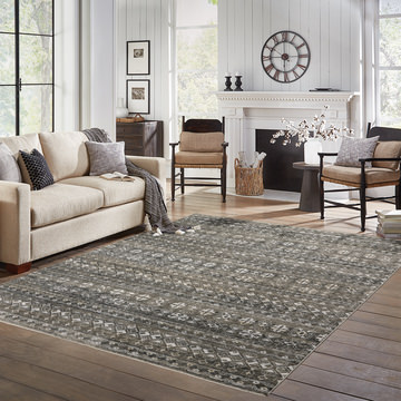 Chamberlain Grey/Black Area Rug - 6′7″ X 9′6″
