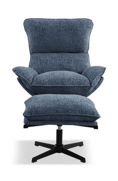 Nelly Pedestal Chair And Ottoman - Ocean