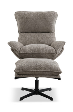 Nelly Pedestal Chair And Ottoman - Taupe