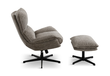 Nelly Pedestal Chair And Ottoman - Taupe