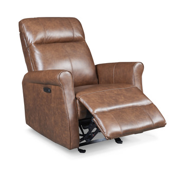 Owen Leather Power Recliner - Lima Teak