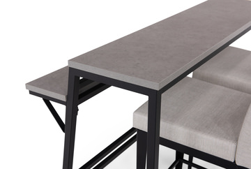 Crawford 54″ Sofa Bar Table With 2 Ethan Stools