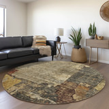 Nouveau Khaki Area Rug - 8′0″ X 8′0″ Round thumbnail 1