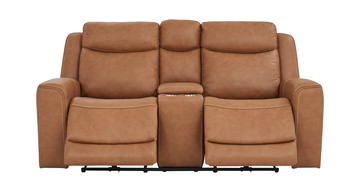 Davidson Leather Power Reclining Loveseat With Console
