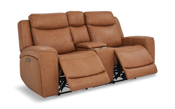 Davidson Leather Power Reclining Loveseat With Console