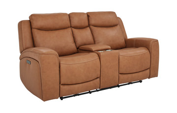 Davidson Leather Power Reclining Loveseat With Console