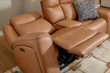 Davidson Leather Power Reclining Loveseat With Console
